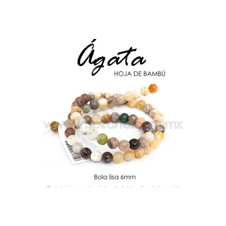 Ágata hoja de bambú bola lisa 6mm