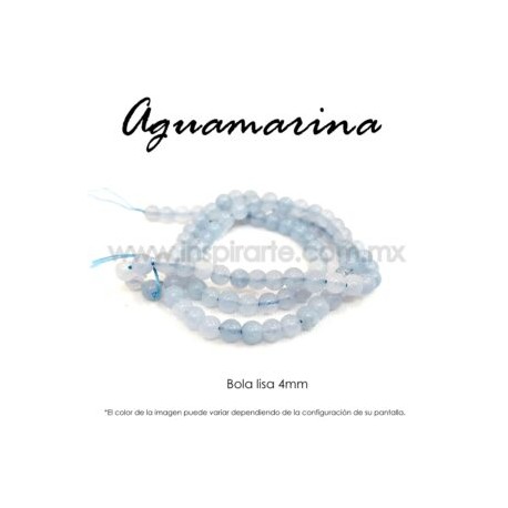 Aguamarina mate, bola lisa 4mm