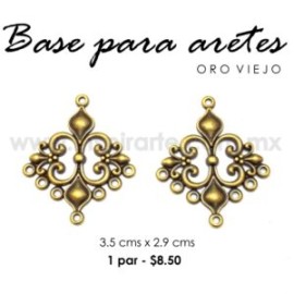 Base para arete, oro viejo