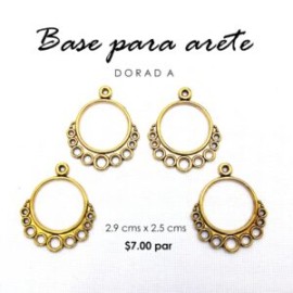Base para arete, redonda dorada
