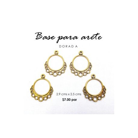 Base para arete, redonda dorada