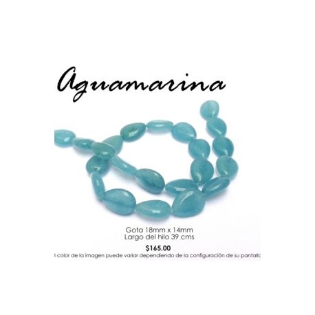 Aguamarina gota 18mm x 14mm