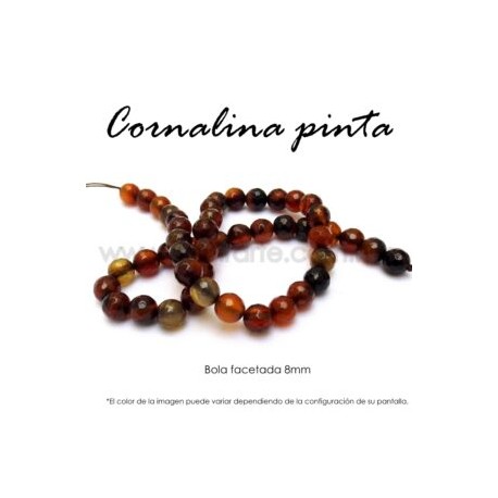 Cornalina pinta, bola facetada 8mm