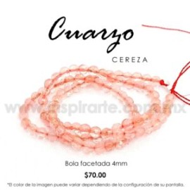 Cuarzo Cereza bola facetada 4 mm