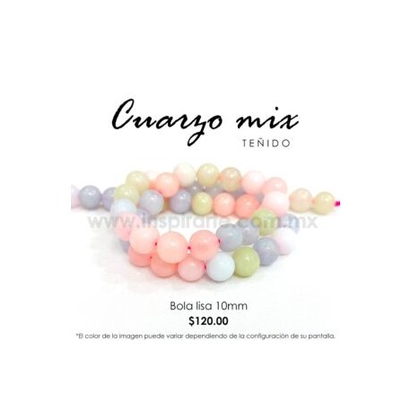 Cuarzo Mix Pastel bola lisa 10mm