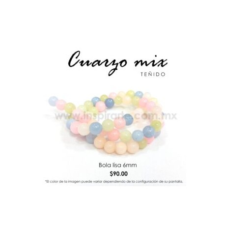 Cuarzo Mix Pastel bola lisa 6mm