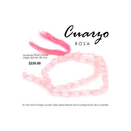 Cuarzo rosa facetado 9mm x 6mm