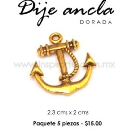 Dije ancla dorada 2.3 cms x 2 cms