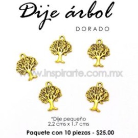 Dije árbol dorado 2.2cms x 1.7cms
