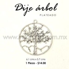 Dije árbol plateado 6.1cms x 5.7cms