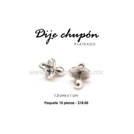 Dije chupón plateado 1.3 cms x 1 cm