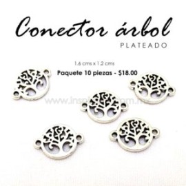 Dije conector árbol plateado 1.6 cms x 1.2 cms