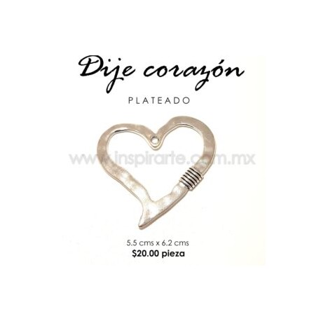 Dije Corazón Plateado 5.5 cm x 6.2 cm