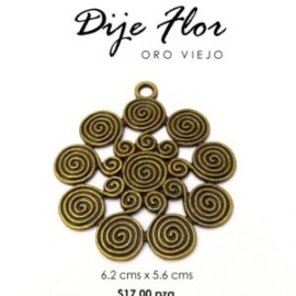 Dije flor espiral oro viejo