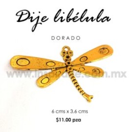 Dije Libélula Dorada 6 cm x 3.6 cm