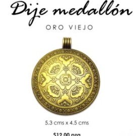 Dije medallón oro viejo 5.3 cms x 4.5 cms