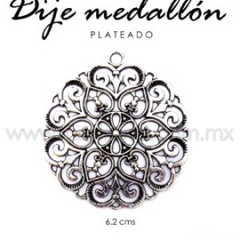 Dije medallón plateado