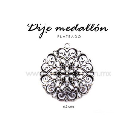 Dije medallón plateado