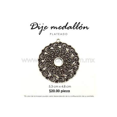 Dije Medallón plateado 5.3 cm x 4.8 cm