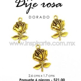 Dije rosa dorada 2.6cms x 1.7 cms