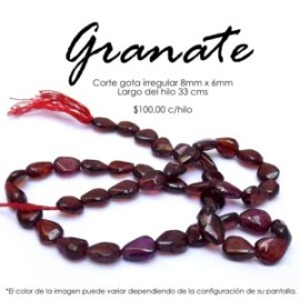 Granate, gota irregular 8mm x 6mm