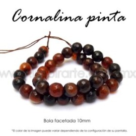 Cornalina pinta, bola facetada 10mm