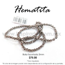 Hematita cromada bola facetada 3mm