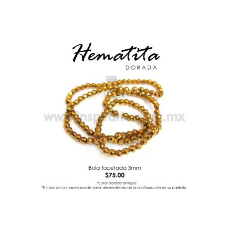 Hematita dorada bola facetada 3mm