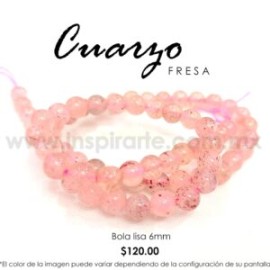 Cuarzo Fresa bola lisa 6mm