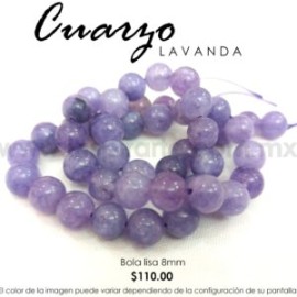 Cuarzo Lavanda bola lisa 8mm