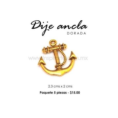 Dije ancla dorada 2.3 cms x 2 cms