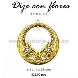 Dije circular con flores 6.4cms x 5.8cms