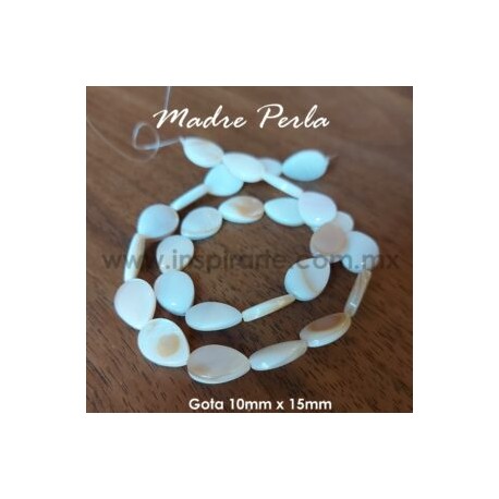 Madre perla, gota 10mm x 15mm