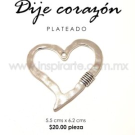 Dije Corazón Plateado 5.5 cm x 6.2 cm