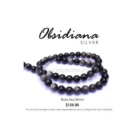 Obsidiana Silver, bola lisa 8mm