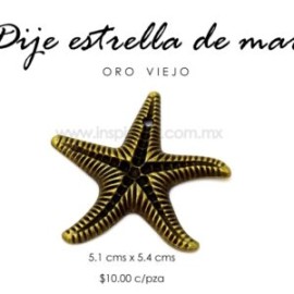 Dije estrella de mar oro viejo 5.1cms x 5.4 cms