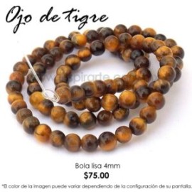 Ojo de tigre, bola lisa 4mm