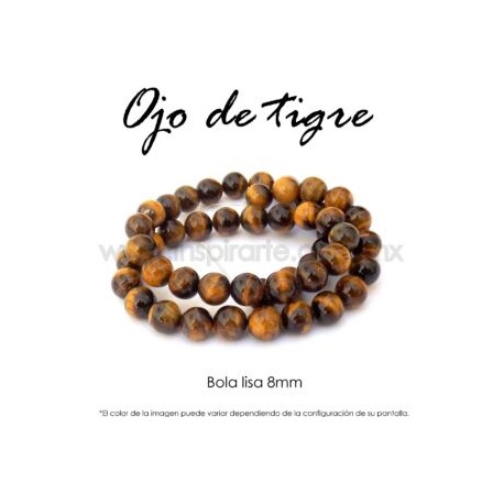Ojo de tigre, bola lisa 8mm
