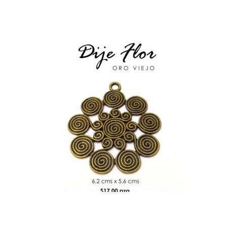 Dije flor espiral oro viejo