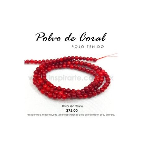 Polvo de Coral Rojo bola lisa 3 mm