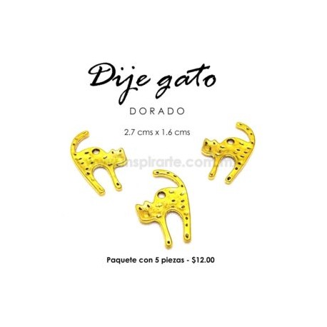 Dije gato dorado 2.7 cms x 1.6 cms
