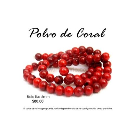 Polvo de coral rojo, bola lisa 6mm