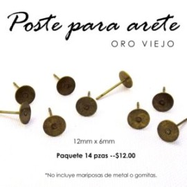 Poste para arete, oro viejo