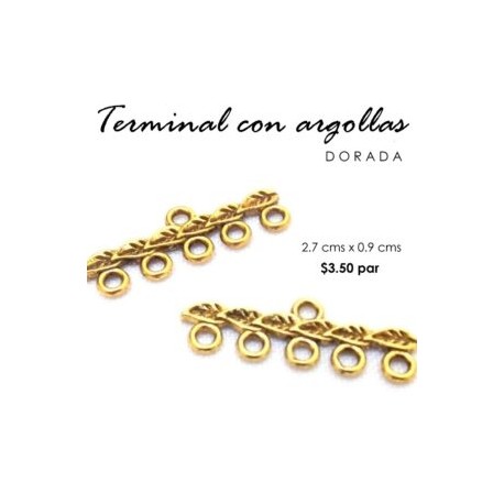 Terminal con argollas, dorada
