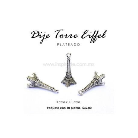 Dije Torre Eiffel plateada 3 cms x 1.1 cms
