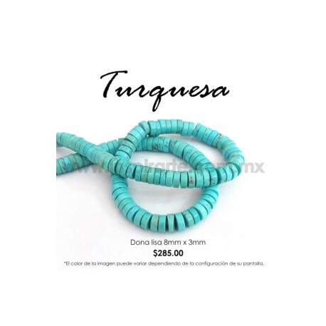 Turquesa dona lisa 8 mm x 3 mm