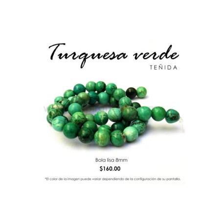 Turquesa Verde bola lisa 8 mm