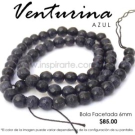 Venturina azul, bola facetada 6mm
