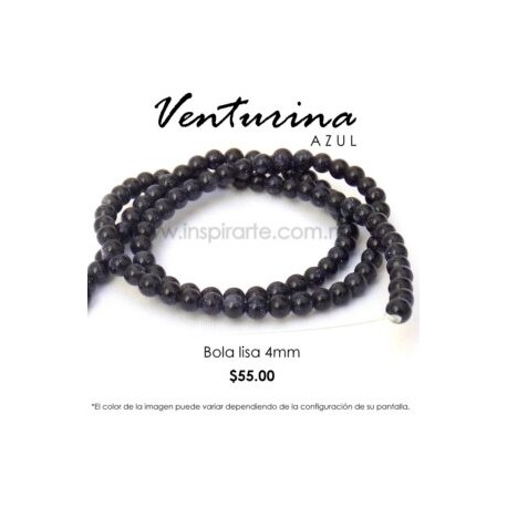Venturina azul, bola lisa 4mm