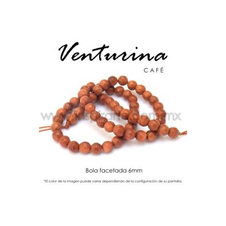Venturina café, bola facetada 6mm